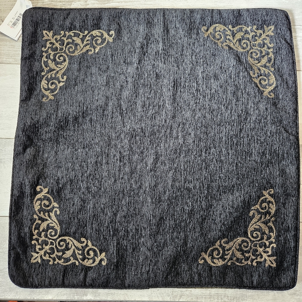 J. Queen New York Terra Euro Pillow Sham in Black with Glittering Gold New